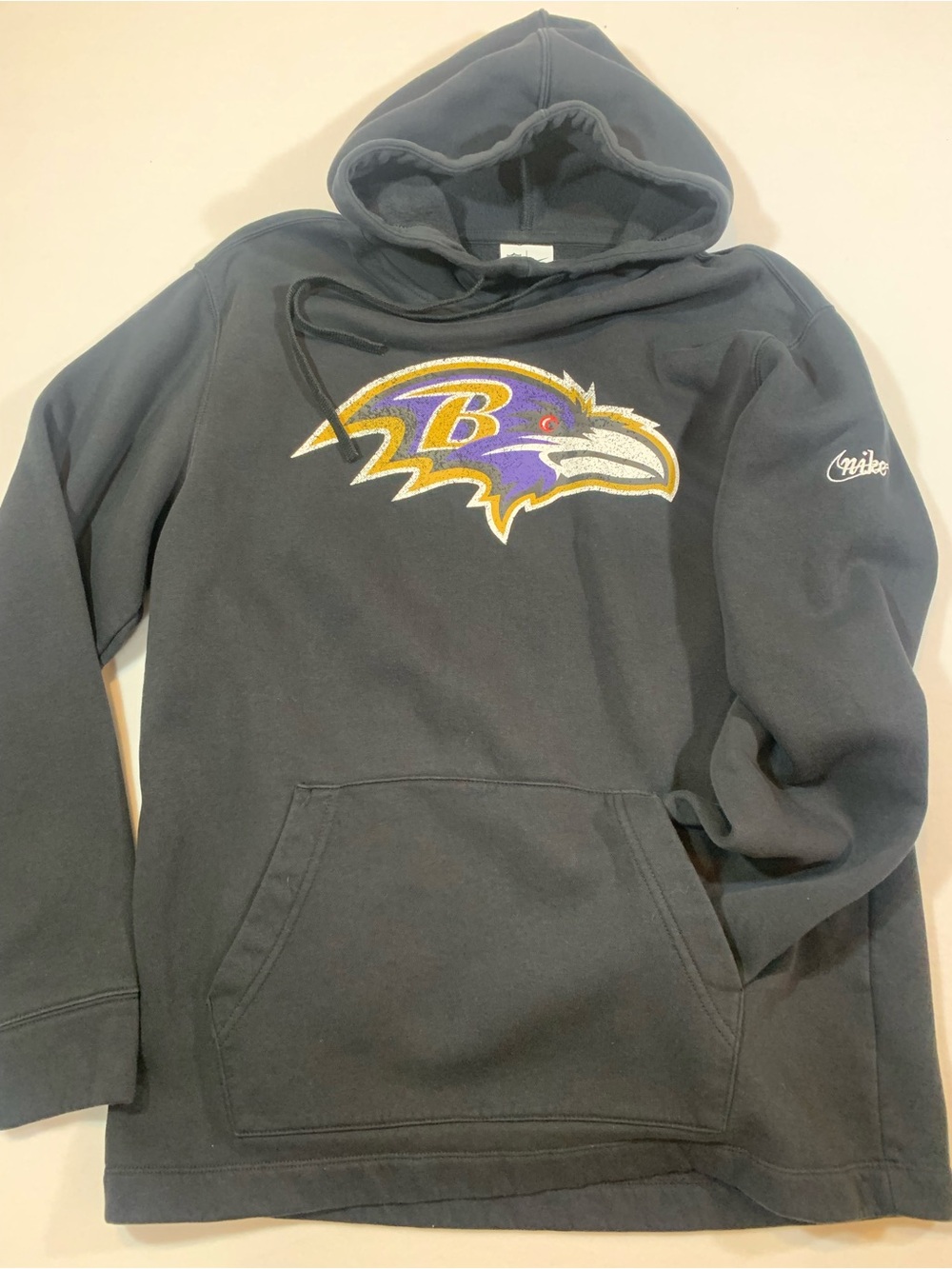 Nike Baltimore Ravens Hoodie Football Men's Small Pullover Black Script Swoosh